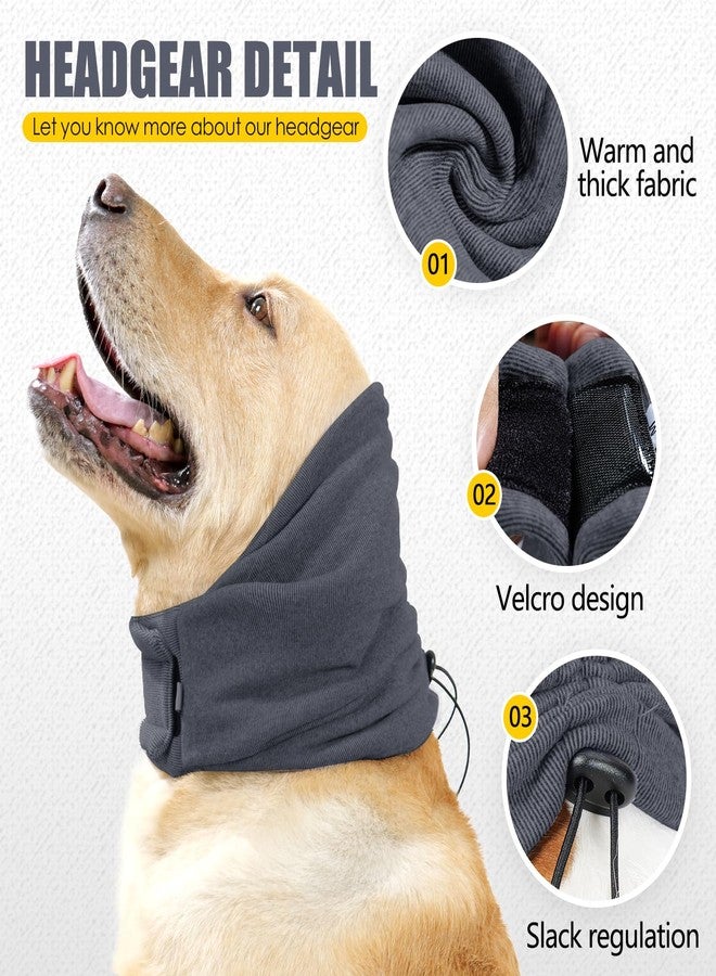 JOHNBOLIN Dog Thunder Ear Muffs, Calming Hoodie, No Shake Ear Wraps for Hematoma Healing, Noise Protection Ear Wrap Head Cover to Relieve Anxiety, Dog Ear Cover for Grooming (Grey, S) - Image 2