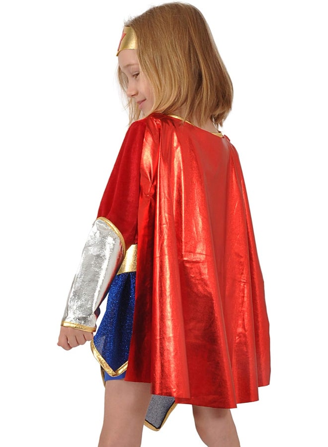 Ciao زي وندر وومان للفتيات من 10-12 سنة | زي أبطال دي سي كوميكس للأطفال | يتضمن بلوزة، تنورة، عباءة وغطاء رأس - Image 3