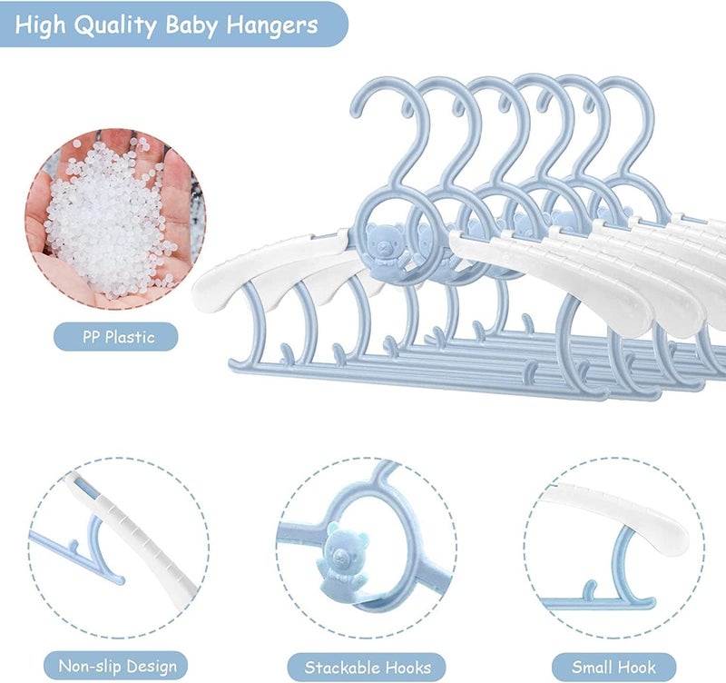 Voroly Baby Closet Hangers Ultra-Thin Non-Slip and Extendable Laundry Infant Pant Hanger for Newborn Clothes for Gift Adjustable Children Coat Hanger for Girl Boy Toddler Kids Child (12, Blue) - Image 4