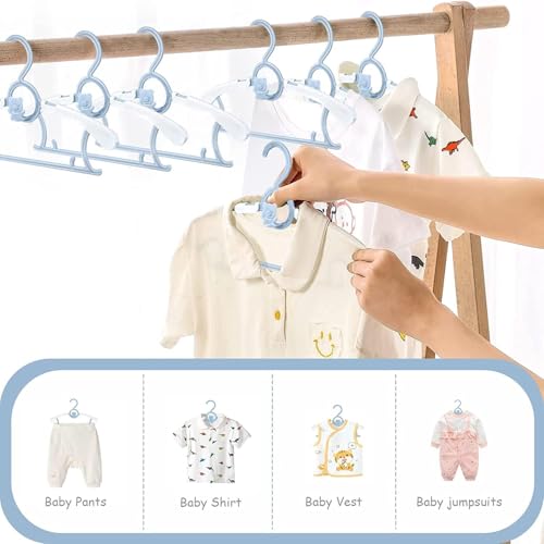 Voroly Baby Closet Hangers Ultra-Thin Non-Slip and Extendable Laundry Infant Pant Hanger for Newborn Clothes for Gift Adjustable Children Coat Hanger for Girl Boy Toddler Kids Child (12, Blue) - Image 5