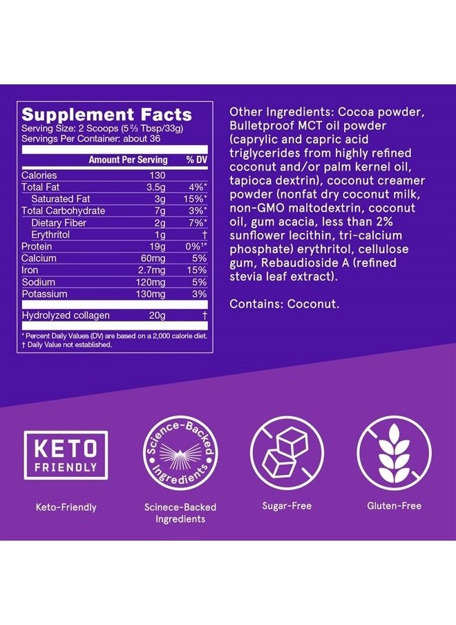 Bulletproof - Chocolate Collagen Protein Powder with MCT Oil, 19g Protein, 42.3 Oz, Value Size, Collagen Peptides and Amino Acids for Healthy Skin, Bones and Joints - Image 1