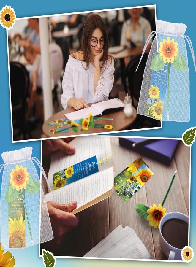 مجموعة هدايا عيد الأم من سكاي جيم، ٢٤ قطعة / ١٢ مجموعة، تتضمن ١٢ فاصل كتاب "بارك الله فيك" (أمثال ٣١: ٢٦)، و١٢ قلمًا مزينًا بزهرة عباد الشمس، مناسبة كجوائز للكنيسة أو مدرسة الأحد أو هدايا للحفلات. - Image 5