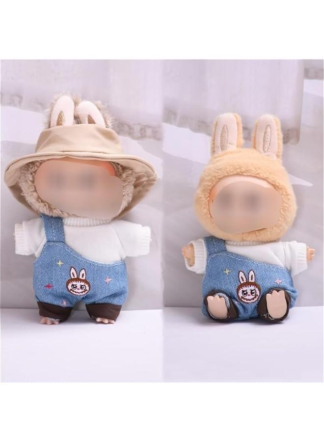 Arabest 15cm-17cm Doll Clothes Suitable for 17cm 15cm labubu Dolls Accessories Sitting No Doll Only Clothes 1hat+1rompers+1tshirt No Doll ONLY Clothes - Image 5