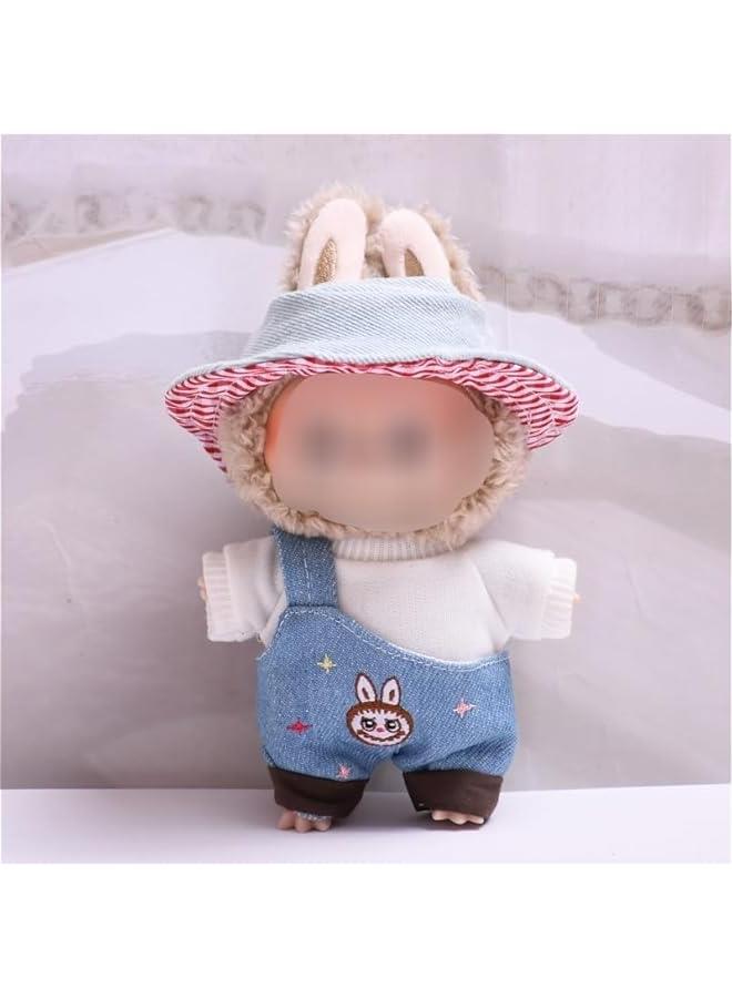 Arabest 15cm-17cm Doll Clothes Suitable for 17cm 15cm labubu Dolls Accessories Sitting No Doll Only Clothes 1hat+1rompers+1tshirt No Doll ONLY Clothes - Image 4