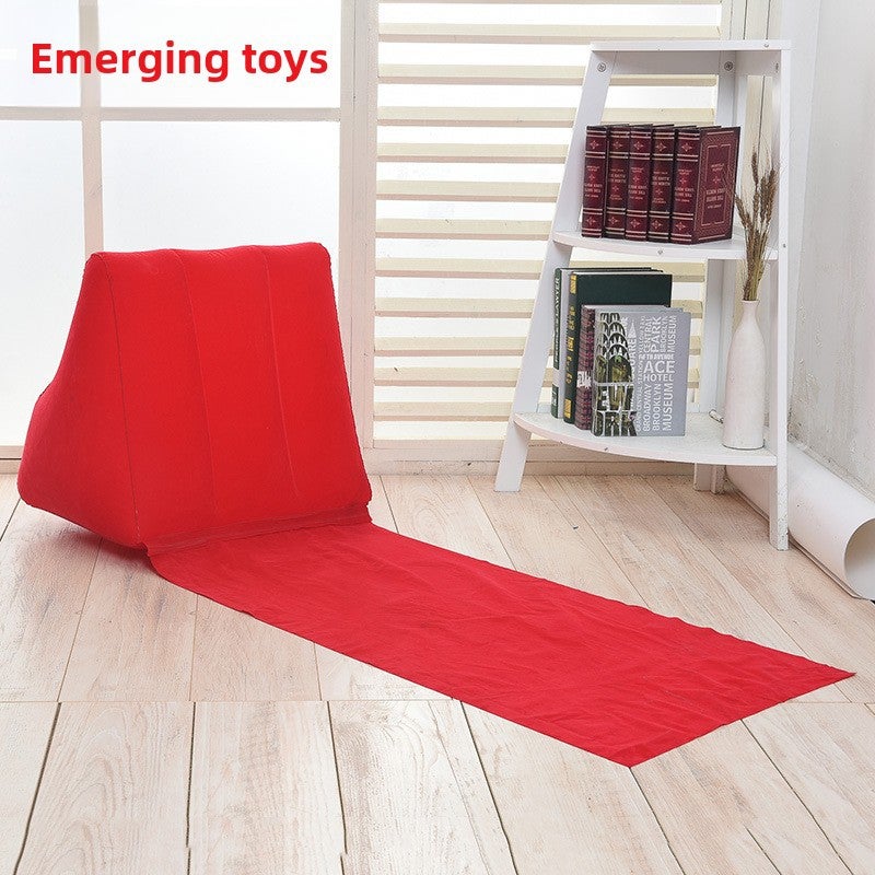 Inflatable triangle cushion inflatable PVC triangle cushion PVC flocking beach cushion triangle cushion(Big Red, 48*48*138cm) - Image 2