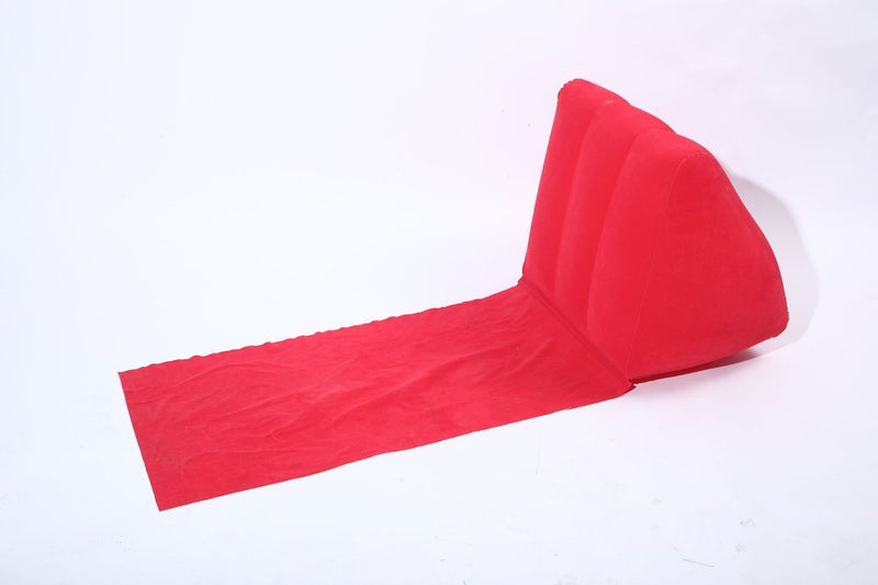 Inflatable triangle cushion inflatable PVC triangle cushion PVC flocking beach cushion triangle cushion(Big Red, 48*48*138cm) - Image 1