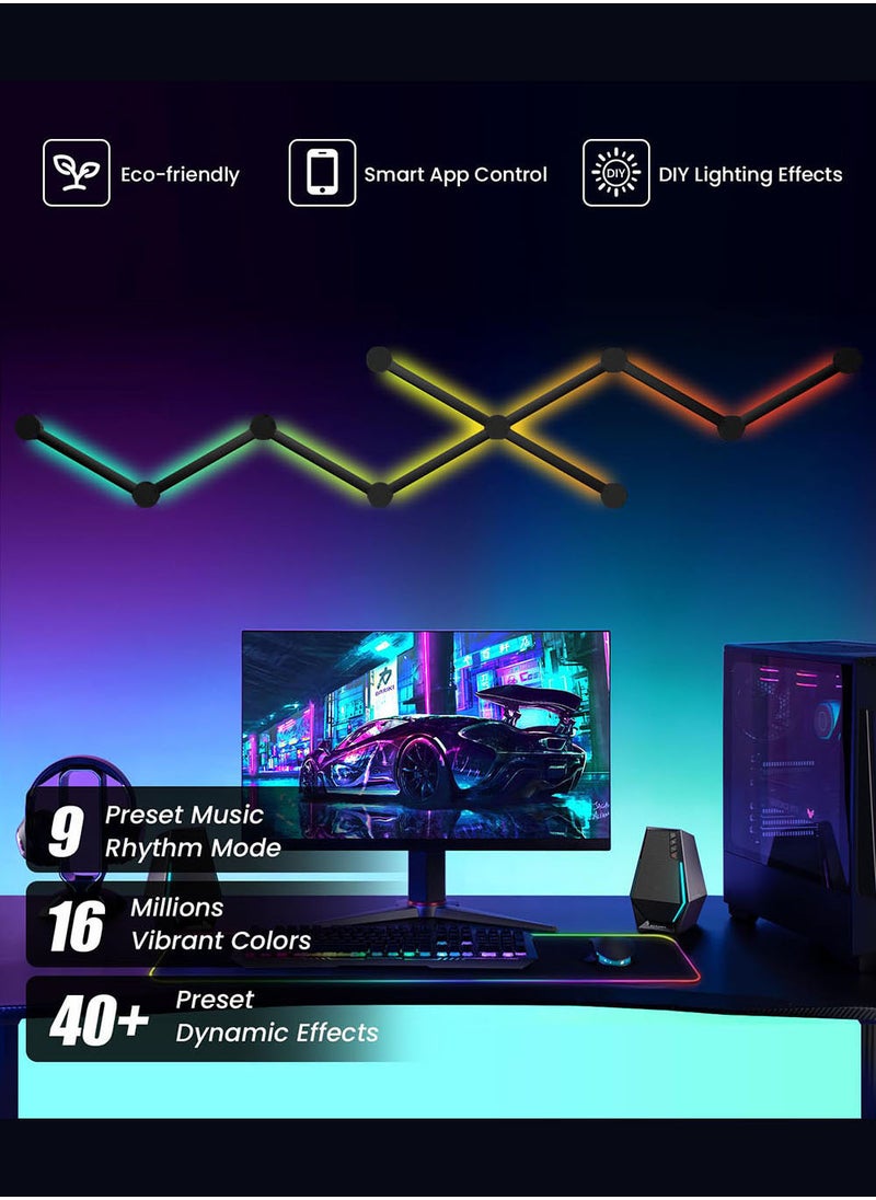 إيزي سو RGB الذكية LED 9 خطوط ضوء الموسيقى مزامنة المنزل جدار ديكور ضوء الإبداعية مع 16M + الألوان أضواء الجدار LED لغرفة الألعاب غرفة نوم أدى جدار ديكور ضوء بداية عدة العمل بلوتوث الذكية الجدار ضوء البلاستيك متعدد الألوان 10 × 10 × 10 سم  - Image 2
