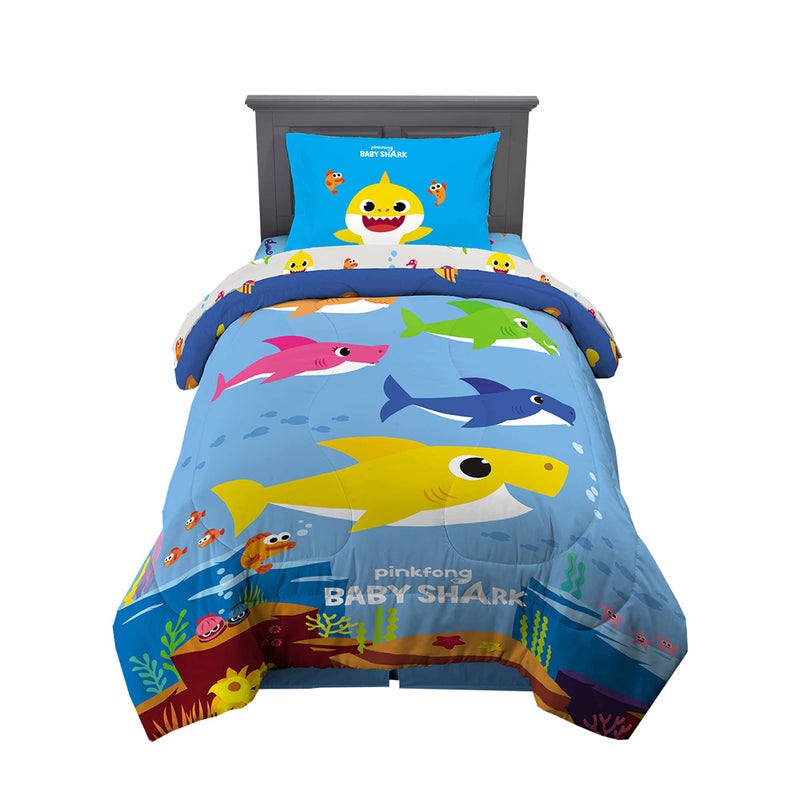 Franco Franco Kids Bedding Super Soft Comforter and Sheet Set 4 Piece Twin Size Baby Shark 