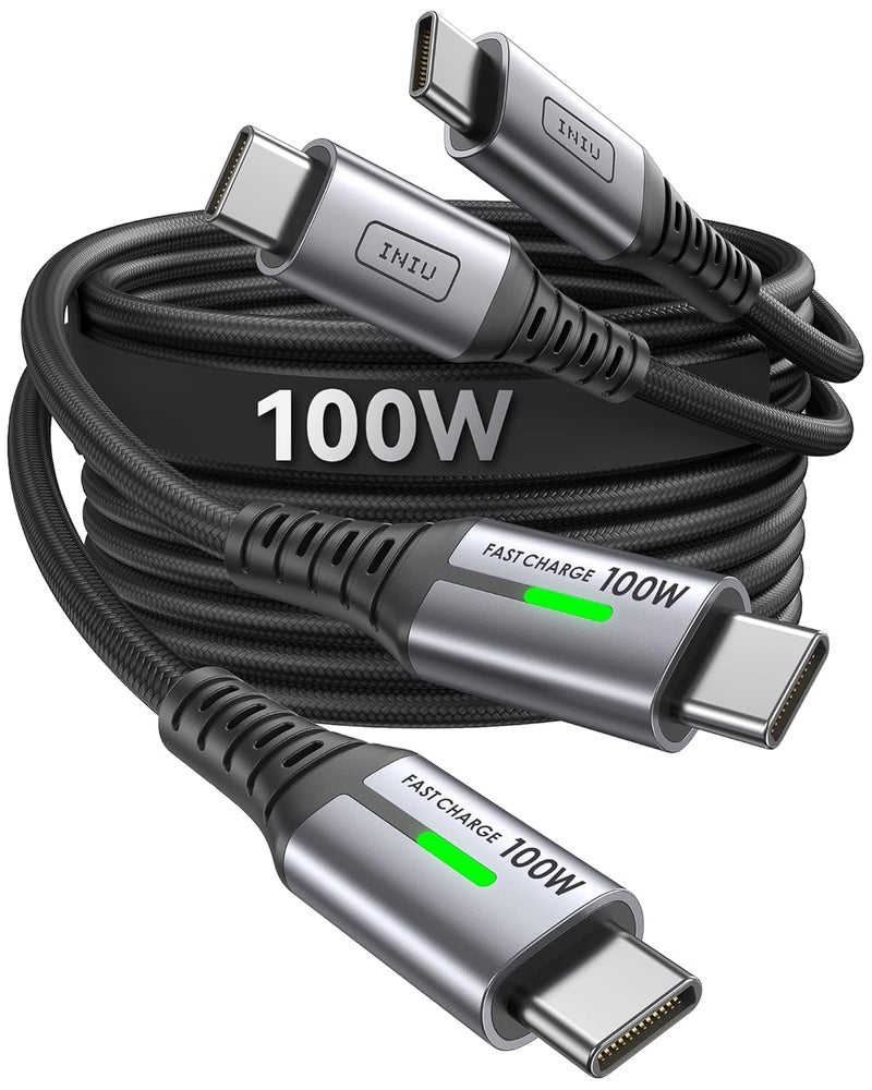 INIU USB C to USB C Cable, 100W USB C Cable Fast Charging, Nylon Braided Type C to Type C Charging Cable for iPhone 17 16 Pro Max Samsung S25 S24 S23 S22 Ultra Google Pixel 9 Pro and More [2 Pack, 1M] - Image 1