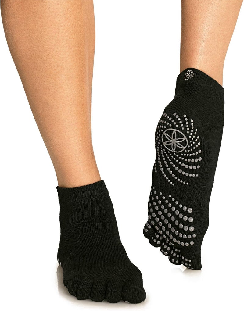 Gaiam Grippy Yoga Socks for Women & Men - Full Toe Non-Slip Sticky Grip for Yoga, Barre, Pilates, Dance, and Ballet - Image 1