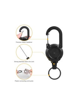 OUYoo OUYoo 2 Pack Retractable Keychain, Multitool Carabiner Badge Holder, Retractable ID Badge Clip Reel, Retractable Key Chain，Travel，Key Ring.(Black)  - Image 3