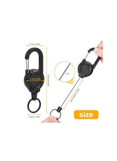OUYoo OUYoo 2 Pack Retractable Keychain, Multitool Carabiner Badge Holder, Retractable ID Badge Clip Reel, Retractable Key Chain，Travel，Key Ring.(Black)  - Image 2