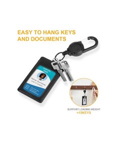 OUYoo OUYoo 2 Pack Retractable Keychain, Multitool Carabiner Badge Holder, Retractable ID Badge Clip Reel, Retractable Key Chain，Travel，Key Ring.(Black)  - Image 5