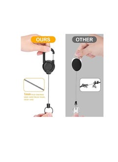 OUYoo OUYoo 2 Pack Retractable Keychain, Multitool Carabiner Badge Holder, Retractable ID Badge Clip Reel, Retractable Key Chain，Travel，Key Ring.(Black)  - Image 4