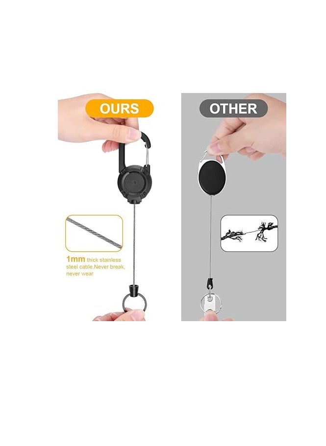 OUYoo - OUYoo 2 Pack Retractable Keychain, Multitool Carabiner Badge Holder, Retractable ID Badge Clip Reel, Retractable Key Chain，Travel，Key Ring.(Black) - Image 1