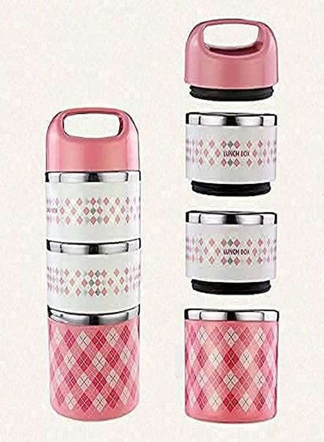 RMYKX Steel Lunch Box for Office & School, Leak-Resistant Tiffin Set with Handle,3-Tier Compact Stackable Box for Meals & Snacks (Multicolor) - Image 2