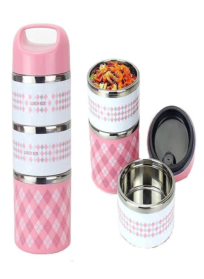 RMYKX Steel Lunch Box for Office & School, Leak-Resistant Tiffin Set with Handle,3-Tier Compact Stackable Box for Meals & Snacks (Multicolor) - Image 3