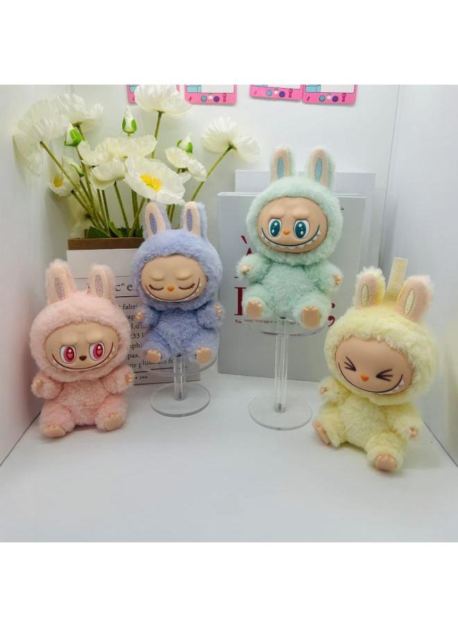 Generic Rab Cloth Second Generation Doll Sitting Vinyl Party Plush Macaron Cute Doll Hand Key Chain Batch-Color:Second Generation Labubu [shy Answers] - Pink  - Image 3