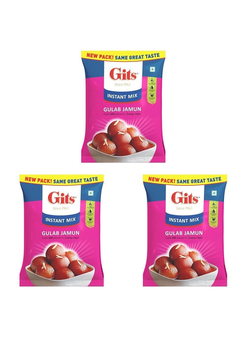Gits Instant Gulab Jamun Dessert Mix, Makes 200 per Pack, Pure Veg, Delicious Indian Dessert and Mithai, 1Kg (Pack of 3) - Image 1