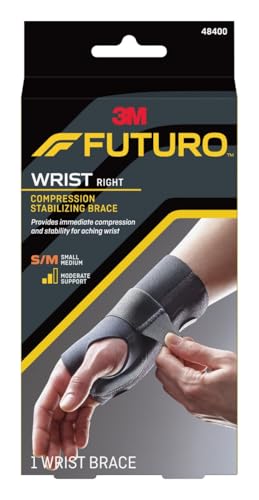 FUTURO دعامة معصم FUTURO الضاغطة المثبتة، اليد اليمنى، حجم صغير/متوسط، توفر الدعم للمعاصم المصابة، تصميم سهل الاستخدام، ثلاثة أحزمة توفر ملاءمة قابلة للتخصيص (48400ENR) - Image 1