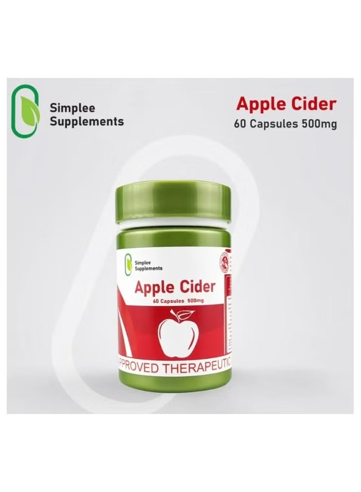 Simplee Supplements Apple Cider Vinegar Capsules – 500mg Natural Cleanse & Digestive Health Support (60 Caps) - Image 1