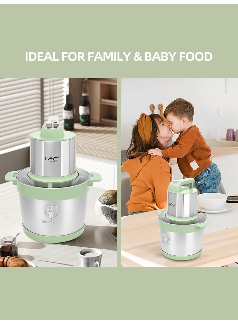 LAC LAICHY 8 L Large Capacity Food Processors,1500W Electric Meat Grinder Veggie Chopper with Stainless Steel Bowl,3 Speeds,4 Bi-Level Blades and Spatula for Meat,Onion,Vegetables,Fruits - Image 3