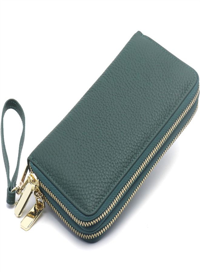 Loquat Multiple Compartment Double-Zip Wallet Green  - Image 1