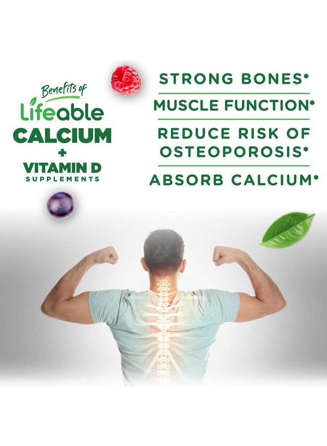 Lifeable Calcium with Vitamin D3 Gummies | Calcium 500 mg D3 1000 IU | Great Tasting Bone Strength Supplements | for Bone Health | Calcium Gummies for Women, Men | 60 Gummies - Image 3