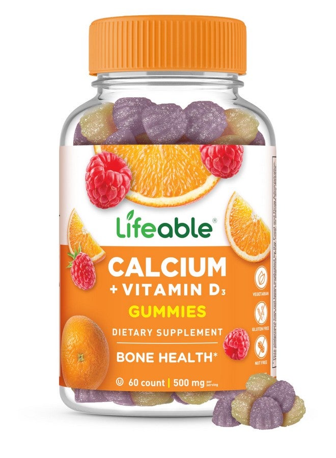 Lifeable Calcium with Vitamin D3 Gummies | Calcium 500 mg D3 1000 IU | Great Tasting Bone Strength Supplements | for Bone Health | Calcium Gummies for Women, Men | 60 Gummies - Image 1