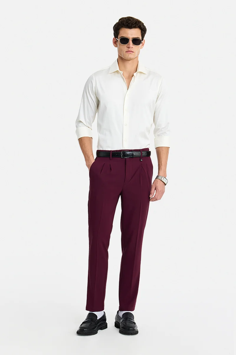 SNITCH Off-White Textured Long Sleeve Slim Fit Shirt