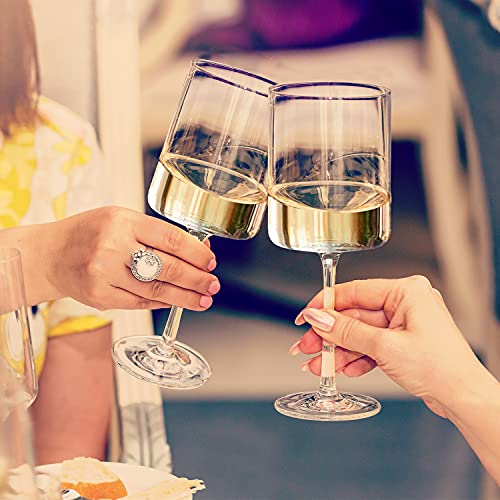 Chouggo Square Wine Glasses Set of 6, Hand Blown Crystal Red Wine or White Wine Glass 11.4Oz - Hand Crafted by Artisans - Gifts for Women, Men, Wedding, Anniversary, Christmas, Birthday - Image 5