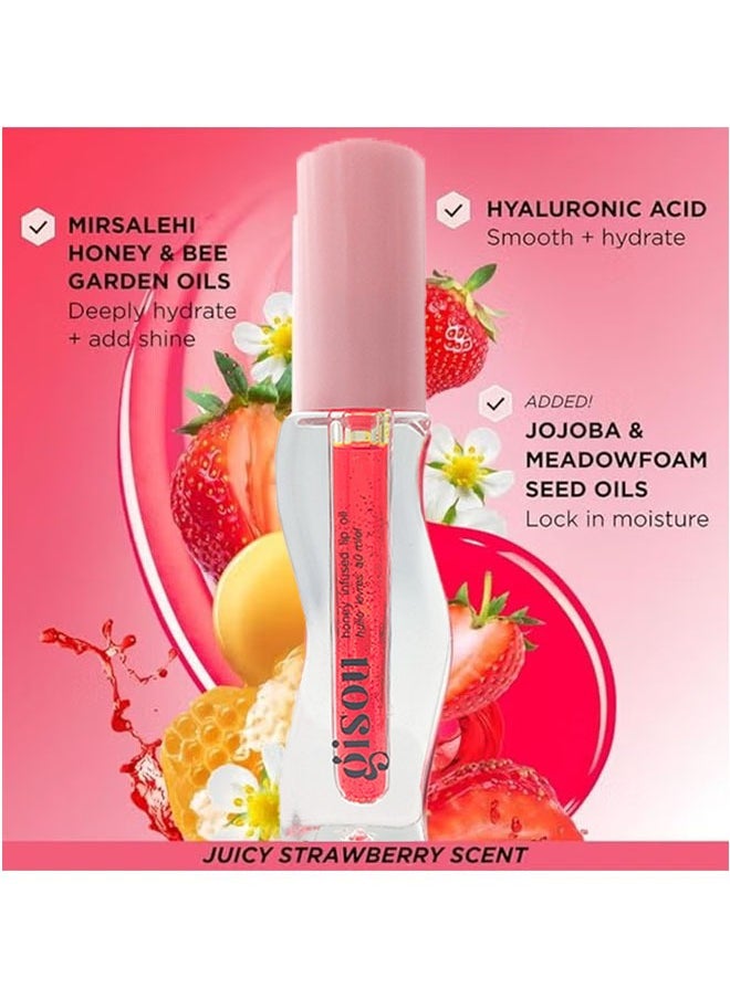Gisou Honey Infused Hydrating Lip Oil, Prevent Lip Dryness and Cracking, Natural Formula, Red, 3ml  - Image 2