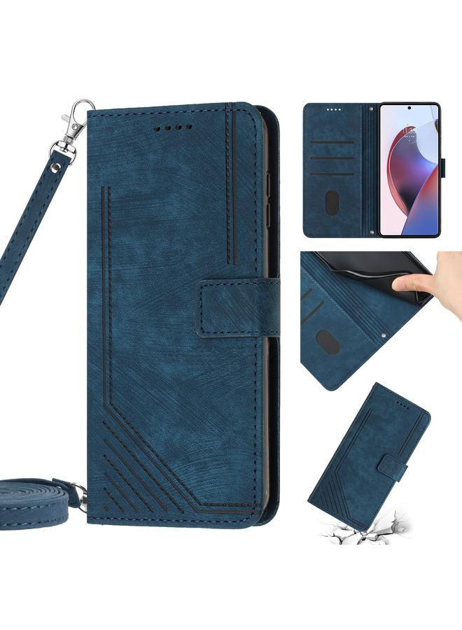 إيروريكس جراب لهاتف Motorola Edge 30 Neo / 30 Lite مصنوع من الجلد بتصميم مخطط مع حبل تعليق - Image 1