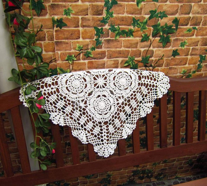 Hetao 100% Cotton Handmade Crochet Square Tablecloth Doilies Lace Table Covers,Beige, 19 Inch - Image 3