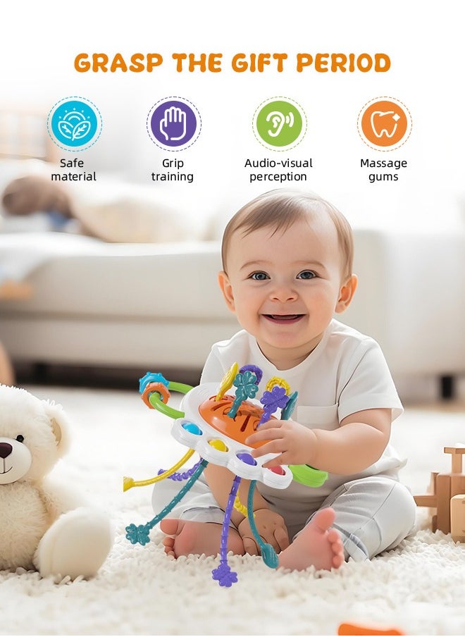 Soft Touch Baby Montessori Toys Baby Sensory Toy I Silicone Pull String Activity Toy Toddler Travel Toy Baby Teething Toys for 0-1 Years Old  - Image 2