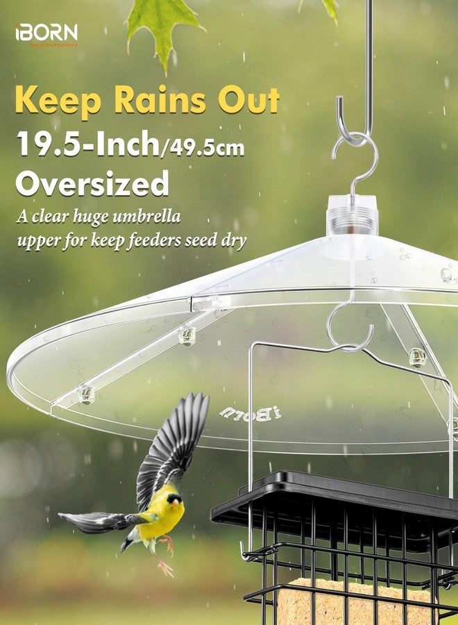 iBorn Baffles for Bird Feeders, 19.5” Oversized Squirrel Guard Baffle, Squirrel Defender, Full Protection for Hummingbird Feeders for Outdoors, Chew-Proof PC, Pack of 1, Transparent - Image 5