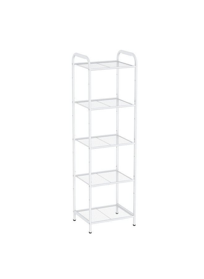 MAX Houser Storage Rack with Shelf,Industrial Style Extendable Plant Stand, Standing Shelf Units for Kitchen, Bathroom, Office,Living Room, Balcony, Kitchen (White, 5 Tier)