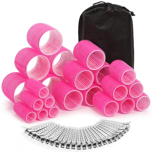 selizo Rollers Hair Curlers 49 Pcs Set with 24Pcs Self Grip Hair Rollers 4 Sizes and 24 Pcs Hair Clips for Blowout Look Long Medium Short Thick Hair Volume - Image 1