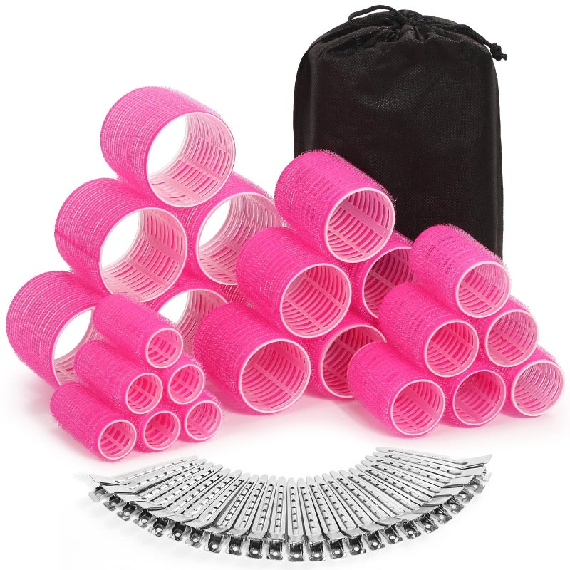 selizo Rollers Hair Curlers 49 Pcs Set with 24Pcs Self Grip Hair Rollers 4 Sizes and 24 Pcs Hair Clips for Blowout Look Long Medium Short Thick Hair Volume - Image 2