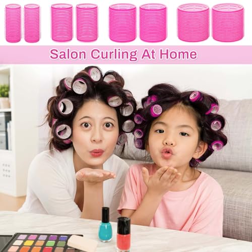 selizo Rollers Hair Curlers 49 Pcs Set with 24Pcs Self Grip Hair Rollers 4 Sizes and 24 Pcs Hair Clips for Blowout Look Long Medium Short Thick Hair Volume - Image 3