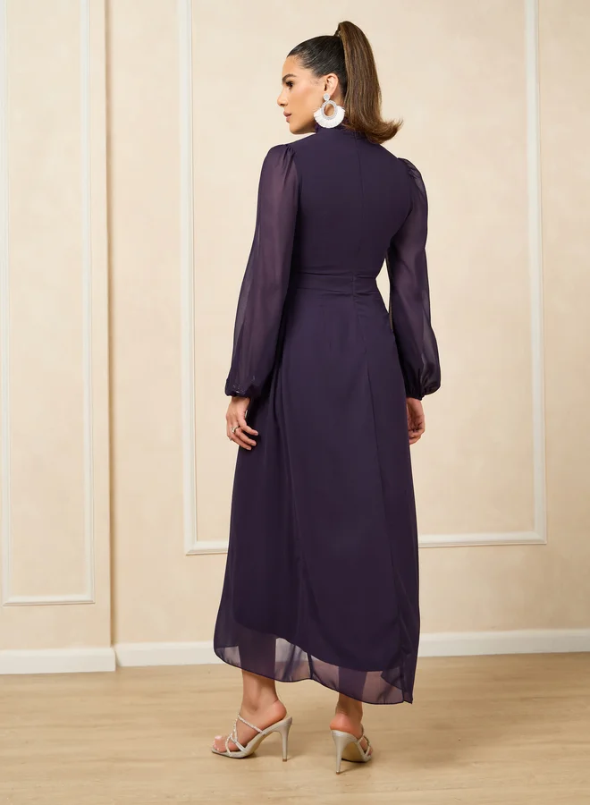 Styli Chiffon Mockneck Dress