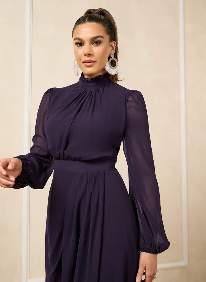 Styli Chiffon Mockneck Dress