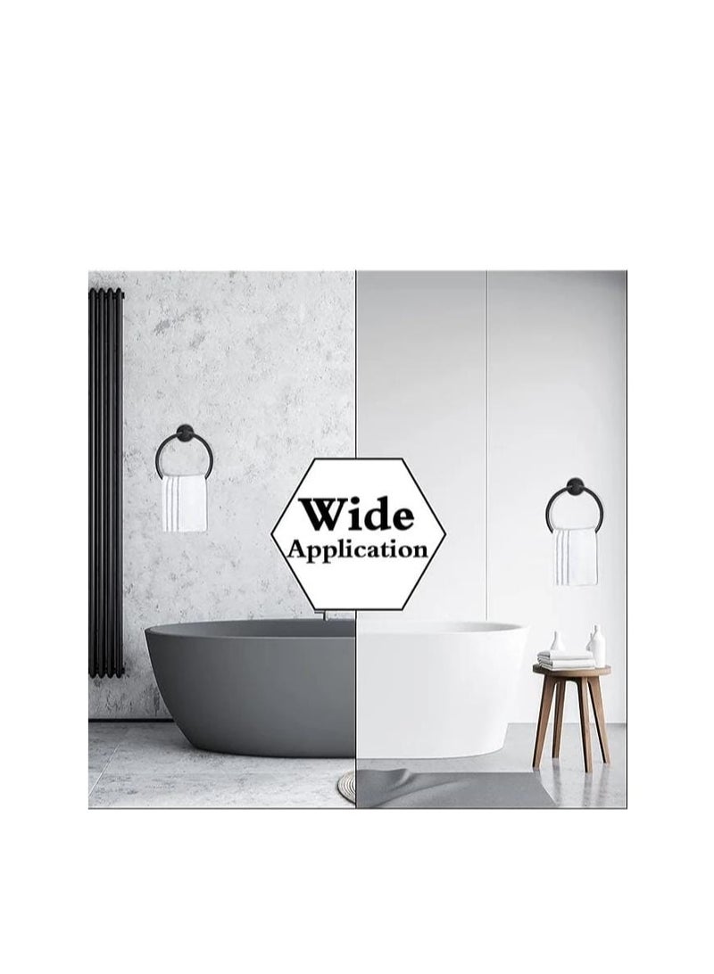 Wall Mounted Matte Black Towel Ring Holder for Bathroom  Kitchen – Rustproof Stainless Steel  - Image 3