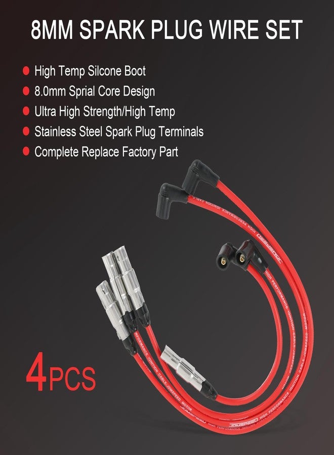 طقم أسلاك شمعات إشعال جديد من JDMSPEED، مقاس 8 مم، رقم 27588، بديل لسيارات فولكس فاجن بيتل، بورا، جولف، جي تي آي، جيتا، سيتي 2.0 لتر، أحمر، 4 قطع. - Image 5
