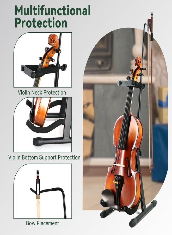 ROWELL Violin Stand with Bow Holder, Foldable, Portable, Height Adjustable, Head Protection, Anti-slip Foot Covers (Black) - Image 2