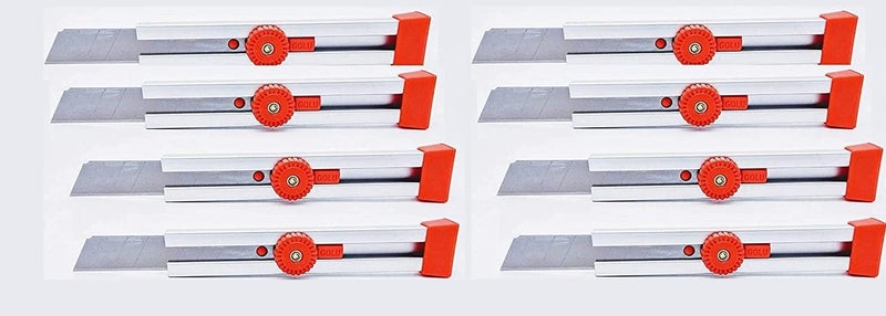 Definite Golu Heavy Duty Unbreakable Aluminum Metal Body Durable Cutter Blade 18 mm for Factory Home Office (Replaceable Blades) (Pack of 8 Cutters) - Image 1