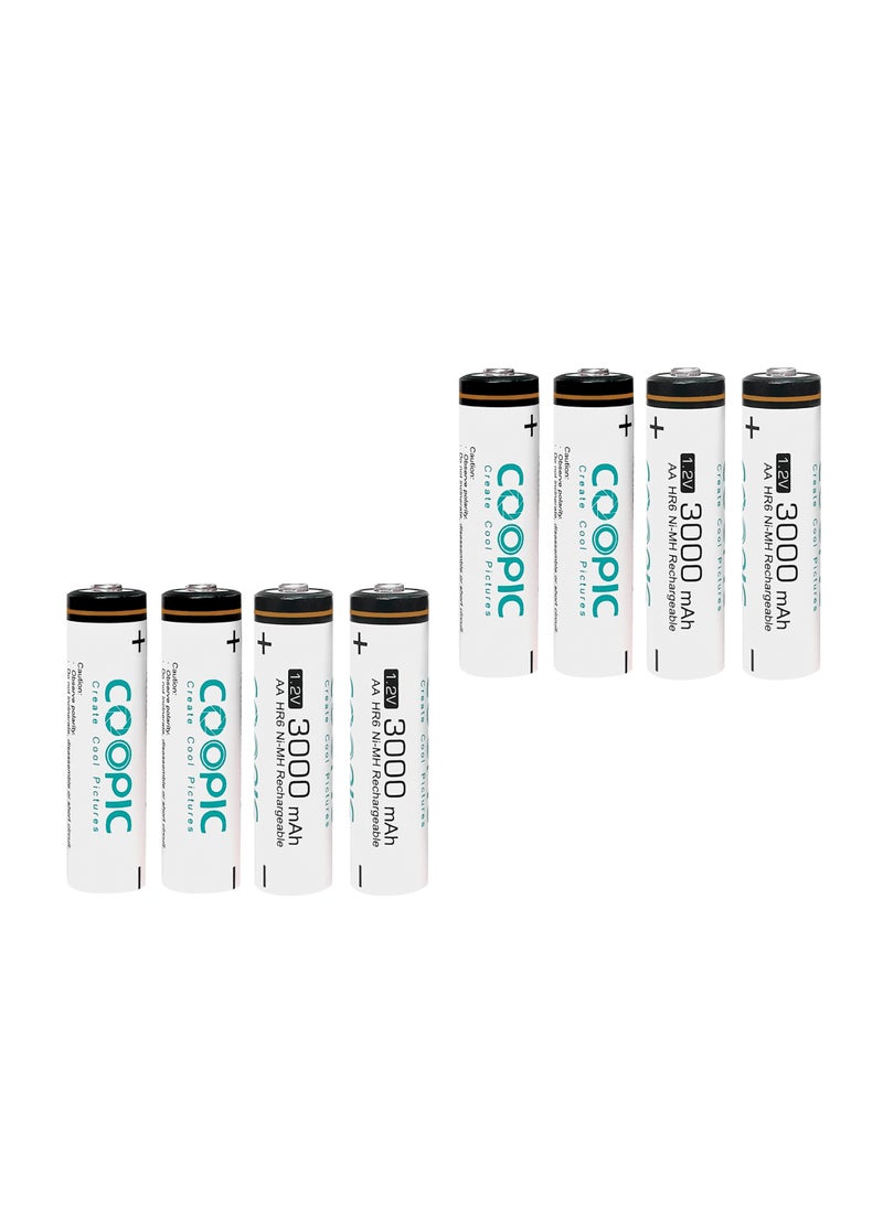 Coopic - 8pcs 3000mAh AA HR6 Ni-MH Pre-charged type Rechargeable Battery - Image 1
