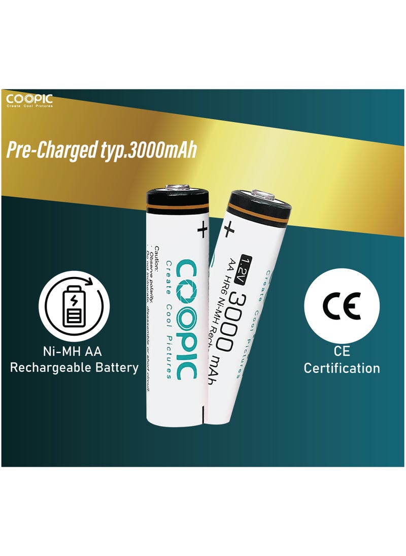 Coopic - 8pcs 3000mAh AA HR6 Ni-MH Pre-charged type Rechargeable Battery - Image 1