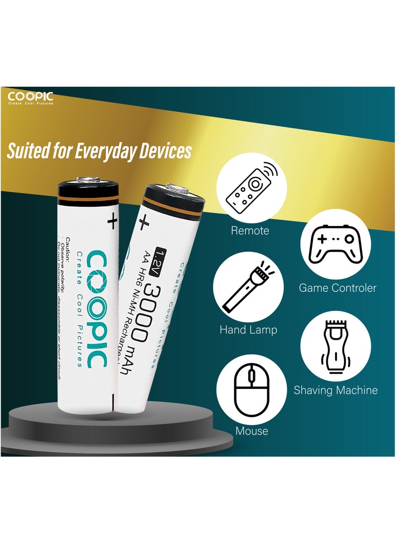 Coopic - 8pcs 3000mAh AA HR6 Ni-MH Pre-charged type Rechargeable Battery - Image 1