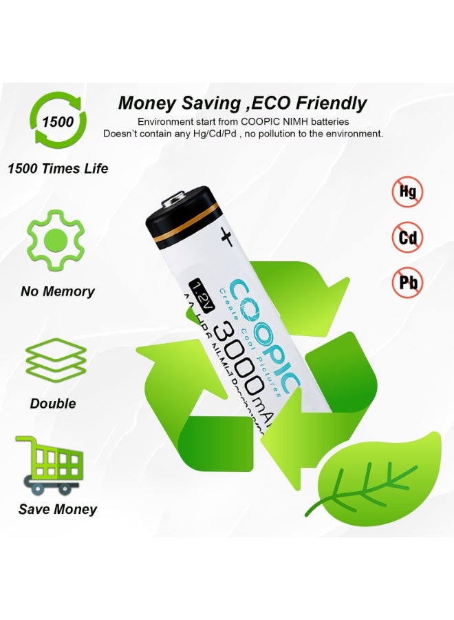 Coopic 8pcs 3000mAh AA HR6 Ni-MH Pre-charged type Rechargeable Battery - Image 5